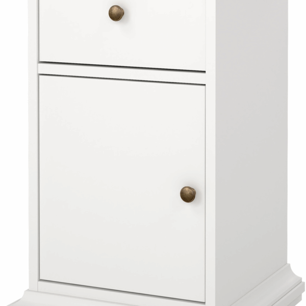 Sengebord Vesterholm Nora - hvid natbord, 1 skuffe og låge, FSC, spånplade, H70ÃB44ÃD40 cm